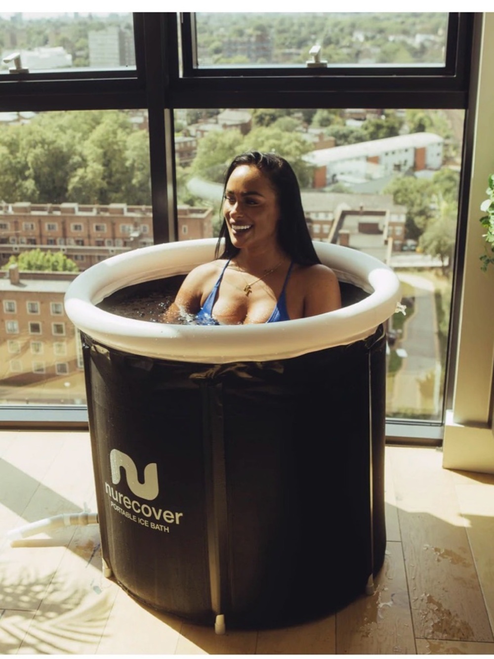 Nurecover Portable Ice Bath - Black with White Rim